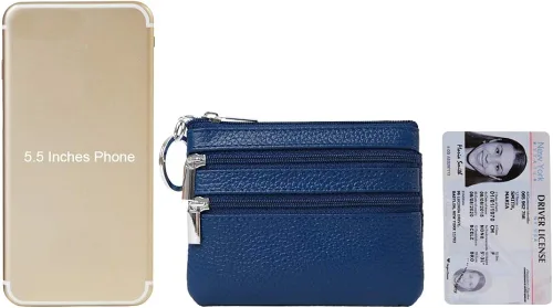 Miniatura 6 de Monedero de cuero auténtico para mujer con llavero