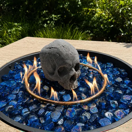 Miniatura 4 de Troncos de fuego de calavera de cerámica, calaveras de hoguera, troncos de calavera de cerámica, cabeza de esqueleto/decoración de calavera