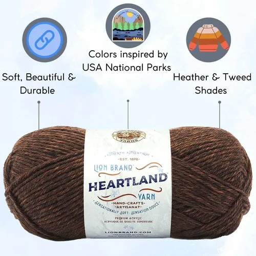 Miniatura 2 de Lion Brand Heartland Secuoya 136-126 (3 ovillos - mismo lote de tinte) Hilo acrílico estambre medio #4 para crochet y tejer con bolsa para proyectos