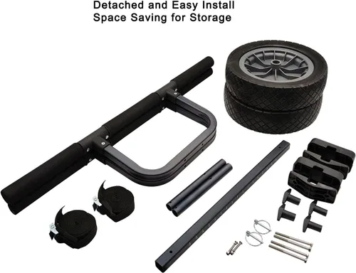Miniatura 5 de Carrito de kayak resistente, carrito de canoa ajustable de ancho con ruedas de playa planas de 12 pulgadas Gris