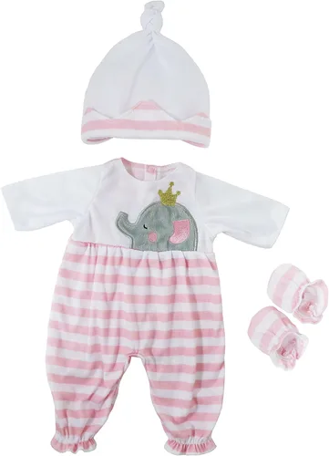 Miniatura 9 de JC Toys Berenguer Boutique Traje de muñeca bebé Vestido de rayas rosas con falda de tul, pantalones cortos, diadema y botines, se adapta a