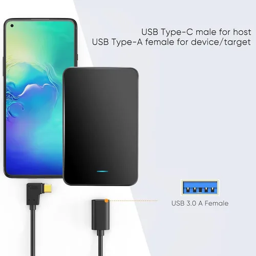 Miniatura 6 de CableCreation Adaptador USB C a USB hembra de 90 grados, cable USB C OTG, tipo C a USB A, conector hembra compatible con MacBook Pro Air, iPad