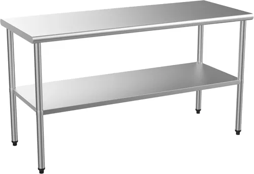 Miniatura 11 de ROVSUN Mesa de acero inoxidable de 24 x 24 pulgadas para preparación y trabajo, mesas de trabajo comerciales y estaciones de trabajo, mesa de metal