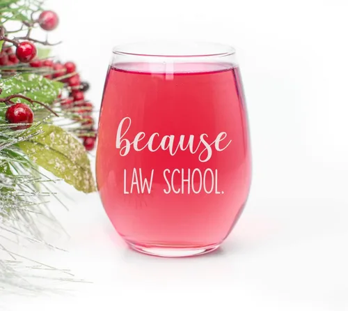 Miniatura 2 de HTDesigns Copa de vino sin tallo Because Law School - Regalo para graduado de la escuela de leyes - Regalo para graduación de la escuela de leyes