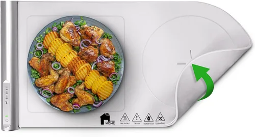 Miniatura 8 de EconoHome Bandeja de calentamiento eléctrica, tapete eléctrico de superficie completa para calentar alimentos, calentamiento rápido, enrollable