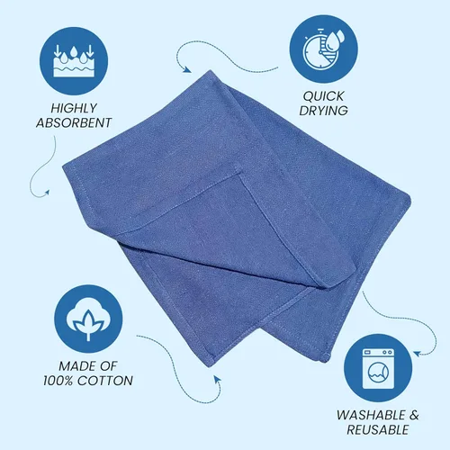 Miniatura 2 de Toallas Blue Huck de alta calidad, paquete de 24, 15 x 27 pulgadas, 100% algodón, a granel para limpieza general, tienda de automóviles y uso Azul