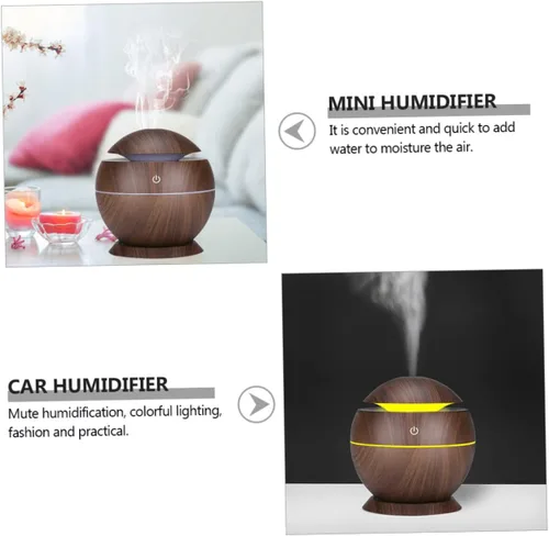 Miniatura 9 de Mini humidificador de aire USB con iluminación silencioso difusor de aroma para oficina en casa coche prevenir la piel seca invierno diseño de grano