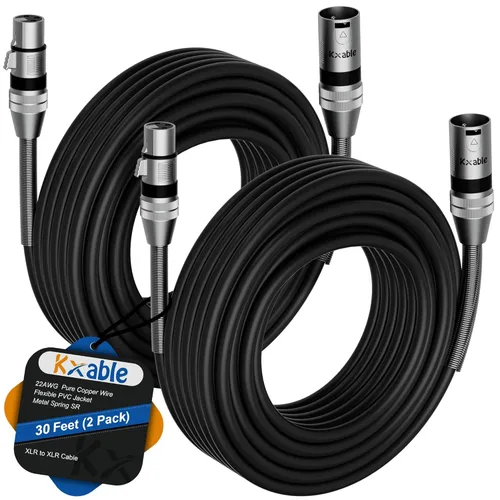 Miniatura 24 de Cables de micrófono XLR (1 pie, paquete de 2), cable de micrófono balanceado XLR macho a hembra, cordón de altavoz blindado de 3 pines, conectores