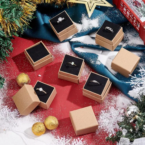 Miniatura 2 de PH PandaHall Paquete de 48 cajas de regalo para anillos, cajas de regalo de joyería de 1.5 x 1.5 x 1.1 pulgadas, caja de joyería cuadrada de cartón