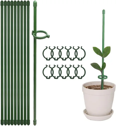 Estacas de soporte para plantas de 12 pulgadas, con anillo de retención ajustable, estacas de soporte para plantas de interior y exterior, flores,