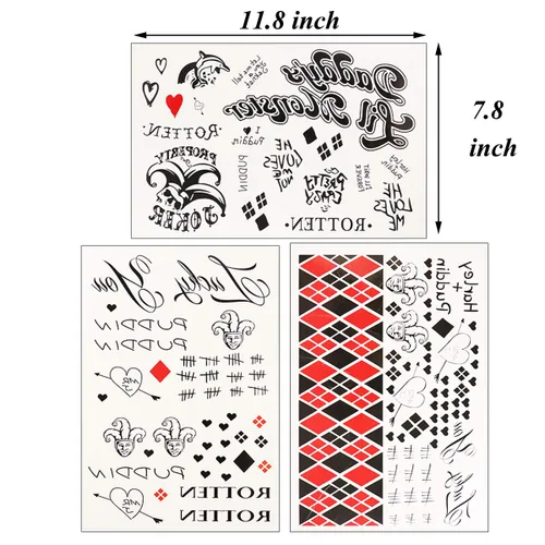 Miniatura 6 de 3 hojas de tatuajes temporales de tatuajes adhesivos perfectos para Halloween, cosplay, disfraces y accesorios de fiesta