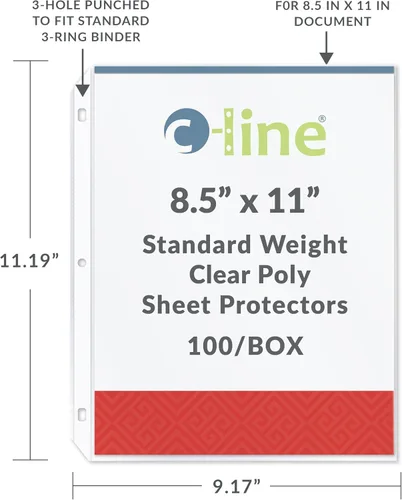 Miniatura 4 de C-Line, folios protectores finos, de poliéster, no resplandecientes, para papeles, tamaño estándar, 8.5 x 11 pulgadas, Transparente Claro