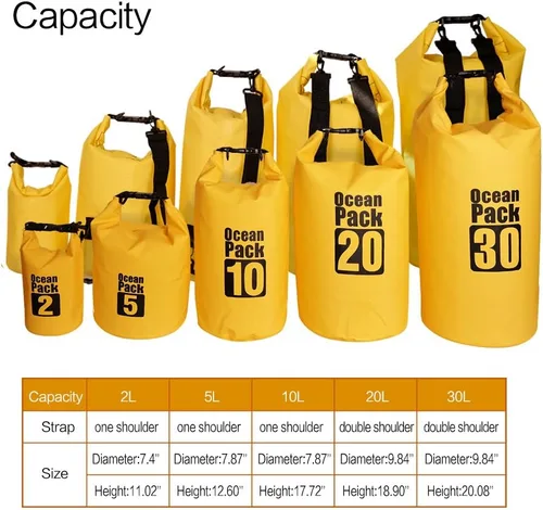 Miniatura 3 de Bolsa seca flotante impermeable Bear Outdoor, para canotaje, kayak, senderismo, snowboard, acampada, rafting, pesca y excursionismo Amarillo