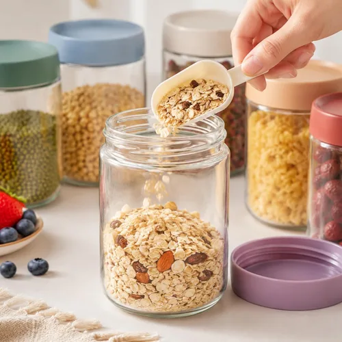 Miniatura 6 de Artcochan Recipientes para Avena Nocturna con Tapas Frascos de Vidrio de 16 oz Paquete de 6 Frascos de Vidrio Mason con Tapas Herméticas, Perfectos