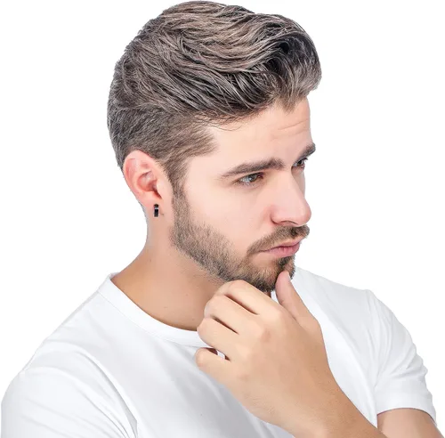 Miniatura 7 de Jstyle Pendientes de aro pequeños únicos de acero inoxidable para hombre, 1 par