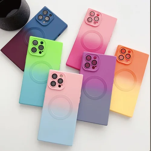 Miniatura 6 de Funda cuadrada para iPhone 12 Pro, compatible con MagSafe, protector completo de lente de cámara, funda multicolor de lujo para mujeres y niñas