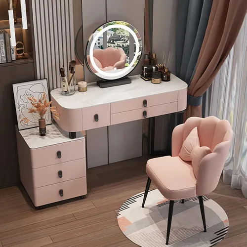 Miniatura 8 de Escritorio de tocador con espejo iluminado, mesa de tocador de maquillaje con luces, 3 modos de iluminación de color, brillo ajustable, mesa