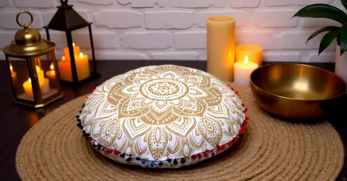 Miniatura 5 de CRAFT KALA Funda de cojín de suelo de 22 pulgadas para sentarse, funda de cojín de meditación grande para adultos, diseño de mandala bohemio, funda