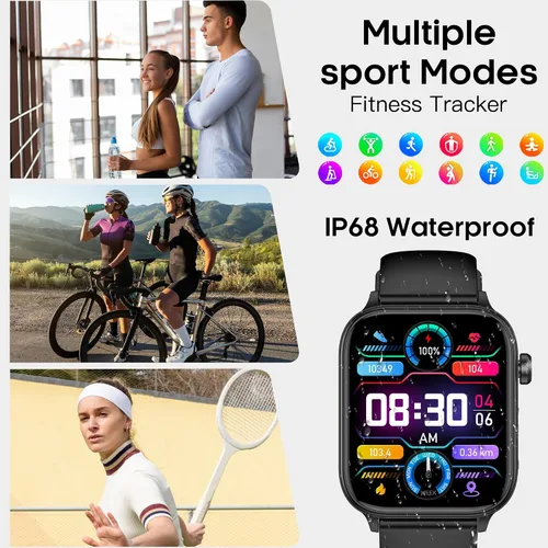 Miniatura 5 de Reloj inteligente para hombres y mujeres (responder/hacer llamadas), reloj de fitness de 1.96" con pantalla HD, monitor de presión