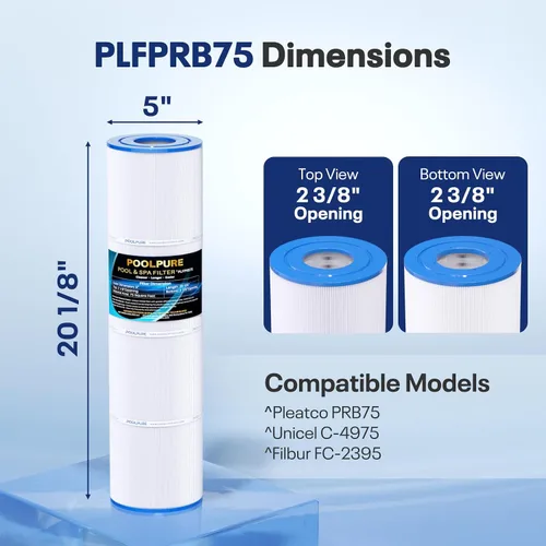 Miniatura 2 de POOLPURE Filtro de spa PRB75 reemplaza a Rainbow RTL-75, productos moldeados personalizados 25390, Pleatco PRB75, Unicel C-4975, Pentair R173435