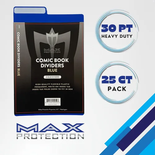 Miniatura 2 de Max Protection Separadores de cómics con pestañas, calidad de archivo de plástico de 30 puntos para almacenamiento de cómics, pestañas de índice