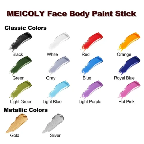 Miniatura 6 de MEICOLY Barra de Pintura Facial y Corporal Naranja (29.99 g), Crema para Cara de Halloween, Efectos Especiales SFX de Calabaza y Tigre, Negro