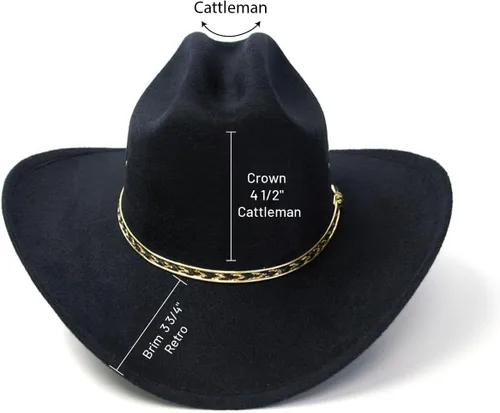 Miniatura 4 de Western Express Sombrero de vaquero con acabado de fieltro - Estilo ganadero con banda de sombrero dorado Sombreros de vaquero y vaquera