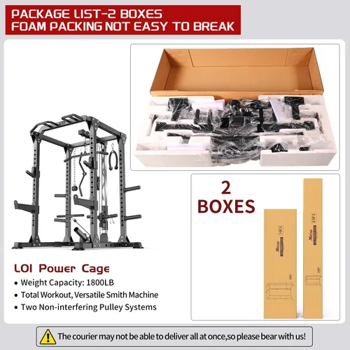 Miniatura 9 de Power Cage - Rack de Potencia Multifunción con Sistema de Cruce de Cables, Rack para Sentadillas de Capacidad de 1800 LBS con Banco de Pesas