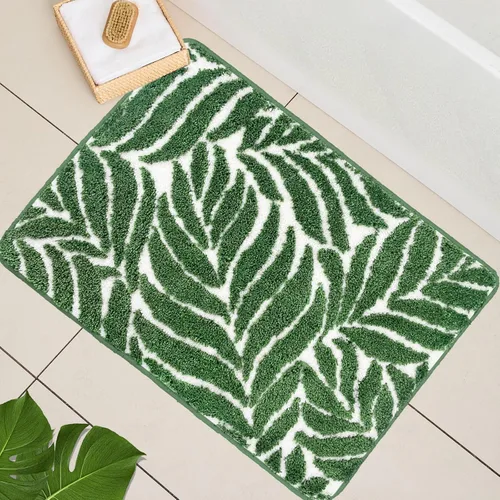 Miniatura 15 de Alfombra de Baño Azul - Alfombra de baño azul oscuro pequeña con hojas tropicales, antideslizante, lavable, para suelo de baño, bonita alfombra