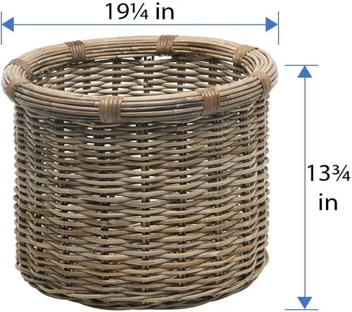 Miniatura 4 de KOUBOO Rattan Kobo - Cesta redonda para troncos y almacenamiento, gris-marrón