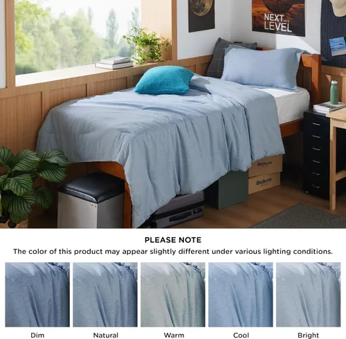 Miniatura 376 de Bedsure Juego de edredón Twin/Twin XL, ropa de cama suave beige para todas las estaciones, juego de cama teñido catiónico, 2 piezas, 1 edredón