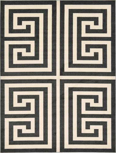 Miniatura 9 de Unique Loom Athens Collection - Alfombra clásica geométrica moderna con diseño de bordes, 3 pies 3 pulgadas x 5 pies 3 pulgadas, negro/beige