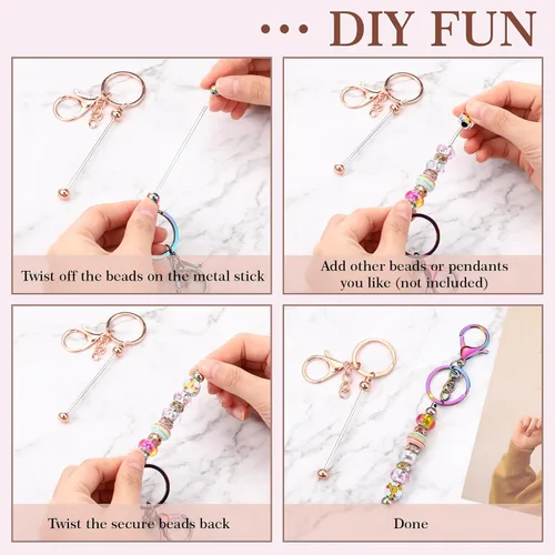 Miniatura 5 de Tondiamo 24 piezas de barras de llavero con cuentas a granel para kit de fabricación de llaveros, regalos para mujeres y hombres, manualidades DIY