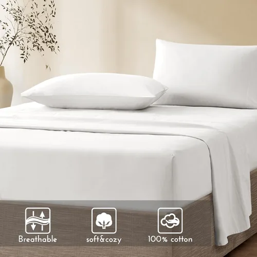 Miniatura 12 de Comfort Spaces Sábanas 100% algodón tamaño King, transpirables, naturalmente frescas, sábanas de algodón suave con bolsillo elástico de 14 pulgadas