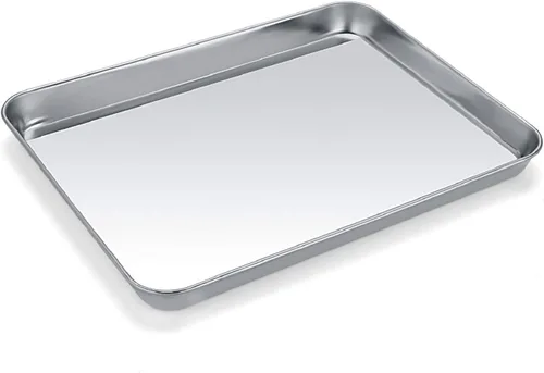 Bandeja para hornear, bandeja para galletas de acero inoxidable, bandeja para hornear para horno tostador, tamaño 9 x 7 x 1 pulgadas, no tóxica y