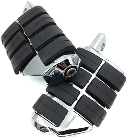 Miniatura 2 de XKH - Estriberas dobles ISO para motocicleta 8028 compatible con Suzuki Kawasaki cromado [B00Y7C690C]