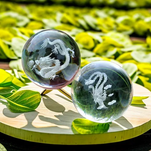 Miniatura 7 de Baoding - Bolas de masaje chino de 1.57 pulgadas para terapia de manos, alivio del estrés, bolas de cristal de dragón y fénix