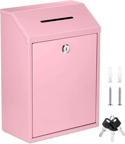 Miniatura 25 de Yaocom Caja de dinero de metal para donación de dinero para colección de soportes de granja, caja de sugerencias segura con candado montado