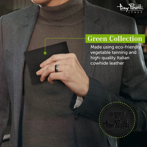 Miniatura 4 de Tony Perotti Cartera de piel italiana ultrafina RFID para hombre, bolsillo frontal con clip para dinero con ranuras para tarjetas de crédito