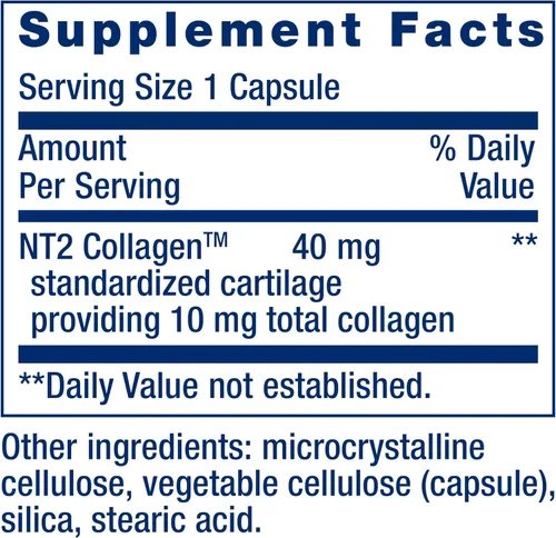 Miniatura 3 de Life Extension NT2 Collagen™, suplemento de salud articular para comodidad y movilidad de las articulaciones, sin gluten, sin OMG, 1 diario, 60