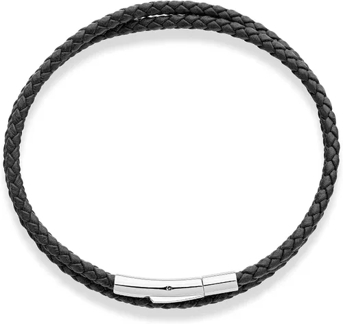 Miniatura 2 de Miabella Pulsera de cuero trenzado de doble envoltura italiana genuina para hombres y mujeres, cierre de acero inoxidable, fabricada en Italia