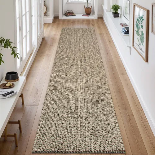 Miniatura 71 de LEEVAN Alfombras lavables para cocina de 2 x 4.3 pies, alfombras de baño negras estilo bohemio de algodón reversibles, alfombra reversible