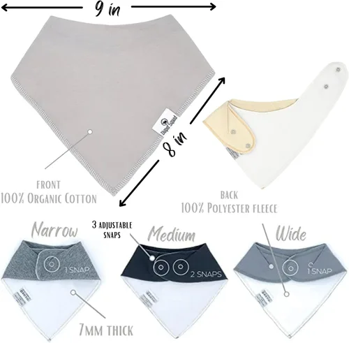 Miniatura 2 de DiaperSquad's 100% Organic Cotton Baby Drool Bibs, Super Absorbent & Adjustable Baby Bibs for Drooling and Teething Neutro