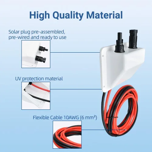 Miniatura 4 de Glándula de entrada de cable solar Slocable con cable de cobre suave 10AWG de 10 pies, carcasa de entrada de doble cable resistente a los rayos UV