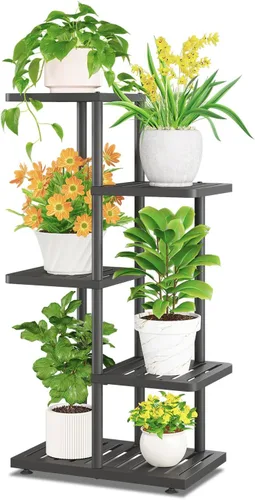 Miniatura 18 de iDavosic.ly Soporte para plantas con luz de cultivo para interiores y exteriores, estante de flores de metal de 4 niveles para macetas grandes