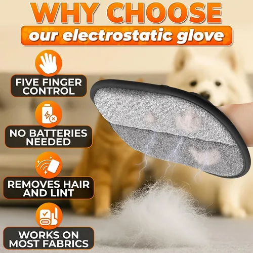 Miniatura 7 de Cat Hair Remover Glove – Electrostatic Five-Finger Fur Remover for Cats & Dogs, Reusable Polyester Glove 9.25"x6.69" for Couch, Carpet, Car Seat