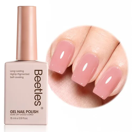 Miniatura 42 de Beetles - Esmalte de uñas en gel perla, 0.5 onzas (15 ml), con nubes arremolinadas, blanco perla brillante, perlas nacaradas iridescentes, manicura