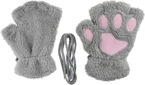 Miniatura 72 de Guantes de garra para disfraz de Halloween, medio dedo, lobo, oso, gato, guantes, guantes de piel sintética para mascarada, cosplay, utilería de mano
