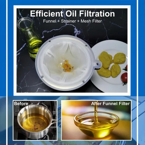 Miniatura 4 de Embudo de cocina con colador y filtro de malla fina 200, embudo de filtro de aceite de freidora de acero inoxidable 18/8 de grado alimenticio de 5