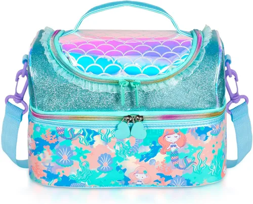 Miniatura 13 de Bolsa de almuerzo aislada de doble piso para niños, bolsa de comida grande para el regreso a la escuela, para niños, niñas, hombres y mujeres